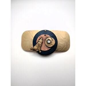 Vintage Wolf Themed French Hair Clip Howling to the Moon Articulated